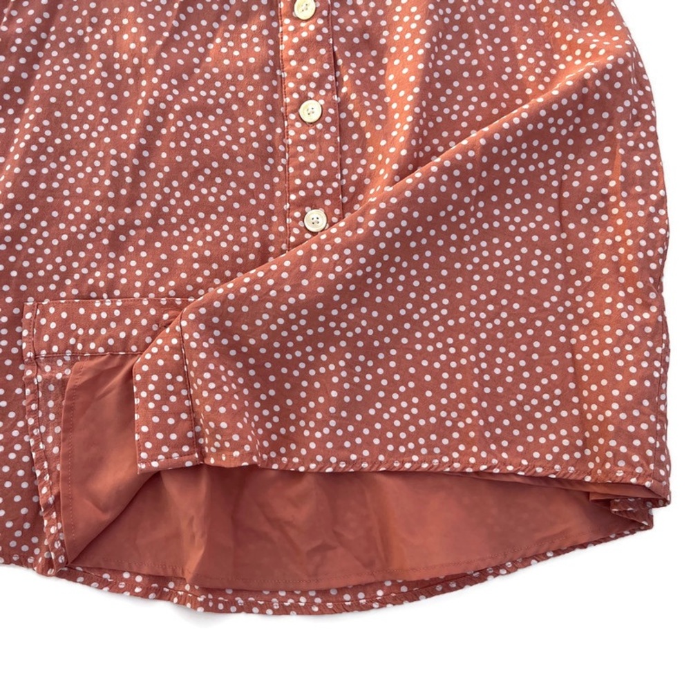 vintage GAP polka dot silky button down circle mini skirt, peach orange white, 6 - Picture 8 of 9